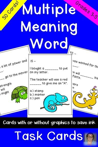 These Multiple Meaning Word Task Cards are great for 3rd, 4th, 5th, or 6th grade students in your classroom! You get 50 cards for a great price! Plus there are two options available to print. Click through to get yours today!