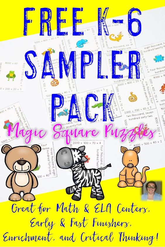 Do you want a free set of Magic Square Puzzles that can be used in your Kindergarten, 1st, 2nd, 3rd, 4th, 5th, or 6th grade classroom or home school? Then you're going to love these place value, subtracting, rounding, missing addends, blends & digraphs, and irregular verbs Magic Square Puzzles! Click through now to see how you can get these engaging math & literacy centers or stations for FREE! They're a fun classroom game! {K, first, second, third, fourth, fifth, sixth graders}