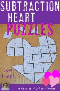 Valentine's Day Subtraction Heart Puzzles - These puzzles are perfect for math centers during Valentine's Day week. Each of the three puzzles will have students answer 36 different subtraction problems within 20. They're perfect for first, second, or third grade students. Use them for early or fast finishers, review, enrichment, GATE, critical thinking, centers, and more! Click through to pick yours up today! $ {1st, 2nd, or 3rd grade}