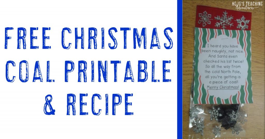 free christmas coal printable & recipe