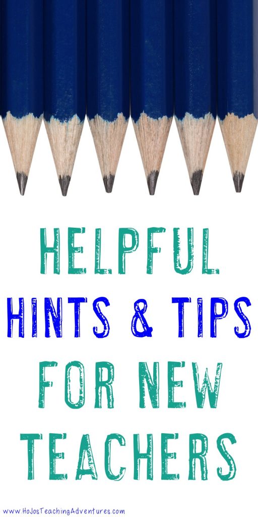 Image with pencils stating "Helpful Hints & Tips for New Teachers"