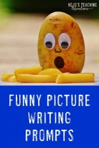 Funny Picture Writing Prompts can be a LOT of fun in your 2nd, 3rd, 4th, 5th, and 6th grade classroom or homeschool! Click through to see where to find a HUGE collection of funny picture prompts that you can use with your students at ANY time. Or download the resource with all the images you need ready to go. You'll also find grading tips and more! {FREE preview filed contains three images you can test out - second, third, fourth, fifth, sixth graders, home school} #HoJoTeaches #WritingPrompts