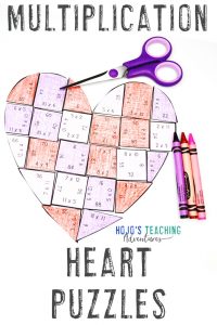 Multiplication Heart Puzzle for Valentine's Day Math Centers