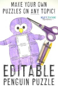 Click to purchase the EDITABLE penguin puzzle on TpT!