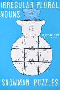 Irregular Plural Nouns Snowman Puzzles