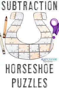 Horseshoe Subtraction Math Puzzles