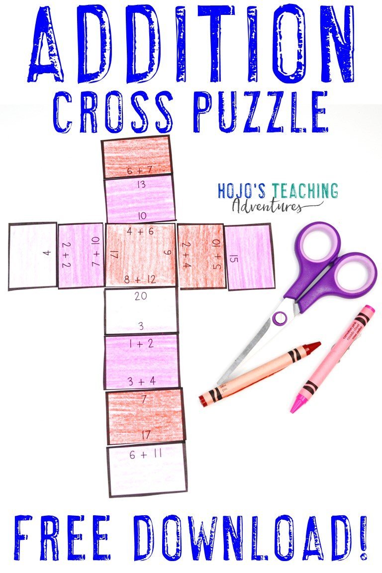 Addition Cross Puzzle - Click to get your FREE download!