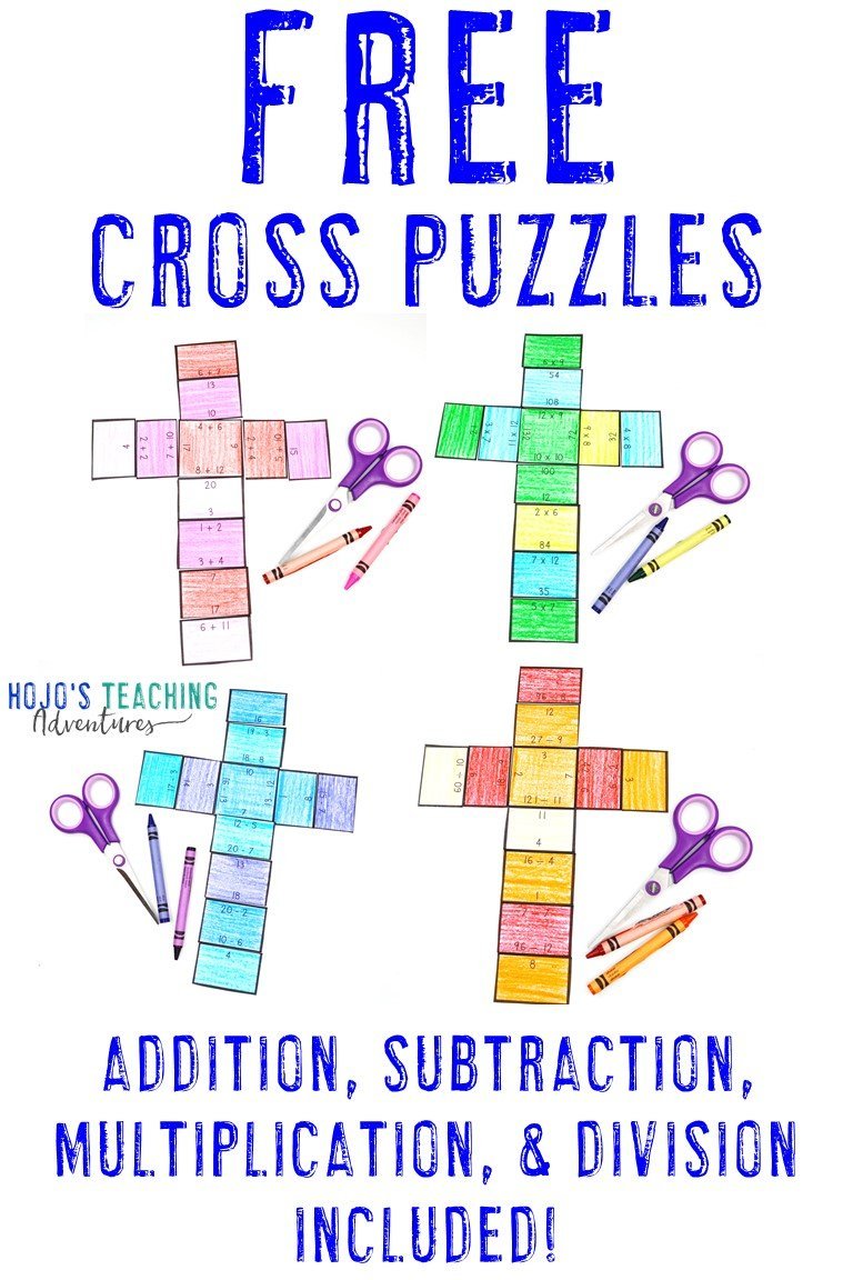 FREE Cross Puzzles - addition, subtraction, multiplication, & division included