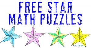 FREE Star Math Puzzles with images of four different puzzles