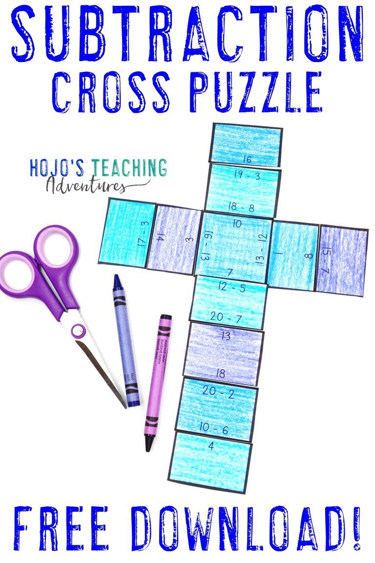 Subtraction Cross Puzzle - Click to get your FREE download!