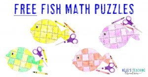 FREE fish math puzzles - with addition, subtraction, mulitplication, & division fish shown