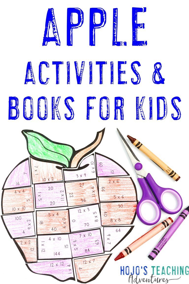 Apple Activities & Books for Kids with a multiplication apple puzzle