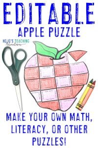 Click to get your own EDITABLE Apple Puzzle to make activities on ANY topic you'd like!