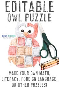 Click to buy an EDITABLE owl puzzle now!