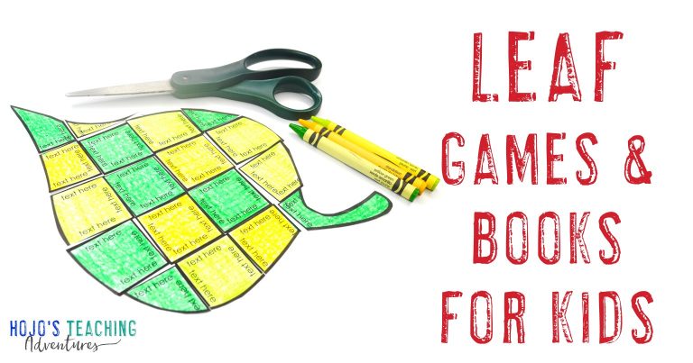 Leaf Games and Books for Kids with an editable leaf puzzle