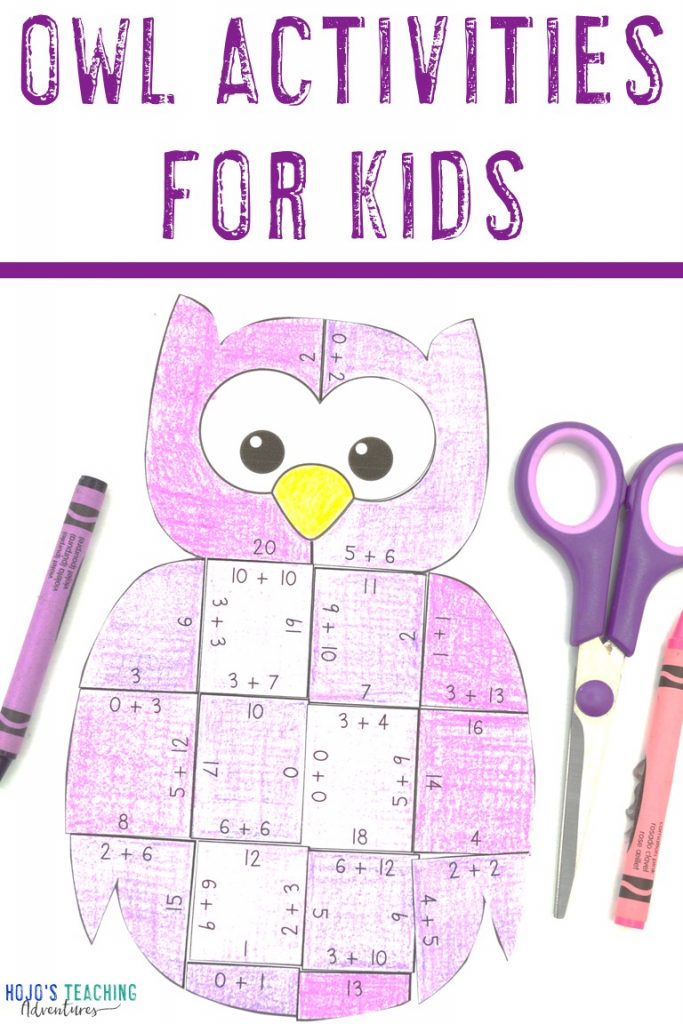 Owl Activities for Kids with purple owl puzzle