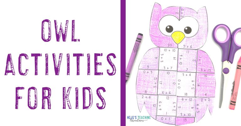 Owl Activities for Kids with a purple owl puzzle