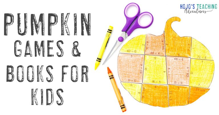 Pumpkin Games & Books for Kids with a colored pumpkin puzzle image