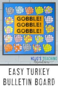 Easy Turkey Bulletin Board - "Gobble! Gobble! Gobble!" with turkey puzzles shown