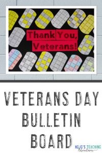 Veterans Day Bulletin Board - "Thank you, Veterans!" with dog tag ID puzzles