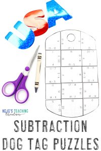 Click to grab your own SUBTRACTION Dog Tag Puzzles now!