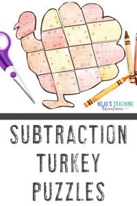 Click to grab your own SUBTRACTION turkey math puzzles!