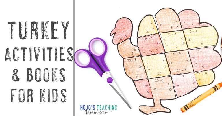 Turkey Activities for Kids with a subtraction turkey puzzles