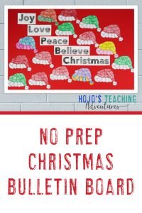 No Prep Christmas Bulletin Board with a santa hat display