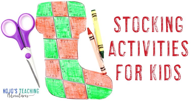 Stocking Activities for Kids with a multiplication stocking puzzle