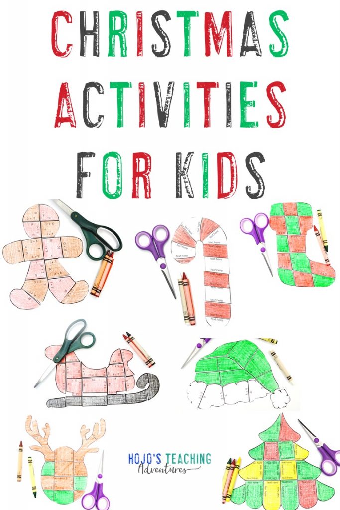 Christmas Activities for Kids with seven puzzles