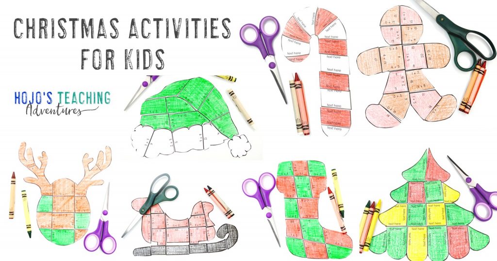 Christmas Activities for Kids with seven different puzzles