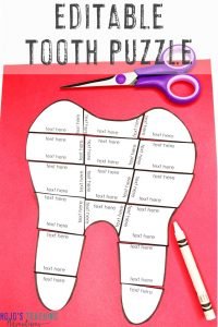 Click here to get your own EDITABLE Dental Health Month tooth puzzle!