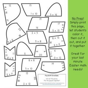 ADDITION Bunny Puzzles | Easter Math Worksheet Alternatives or ...