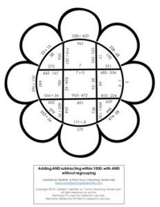 Adding and Subtracting Within 1000 Flower Puzzles - HoJo's Teaching ...