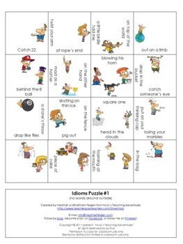 Idioms Matching Activity for 3rd-5th Grade (teacher made)