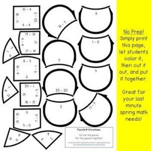 SUBTRACTION Flower Puzzles | Spring Math Games | Spring Math Centers ...