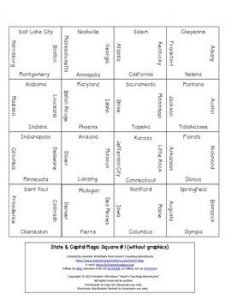 States And Capitals Review Magic Square Puzzles - Hojo's Teaching 