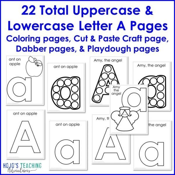 22 total uppercase and lowercase letter A pages