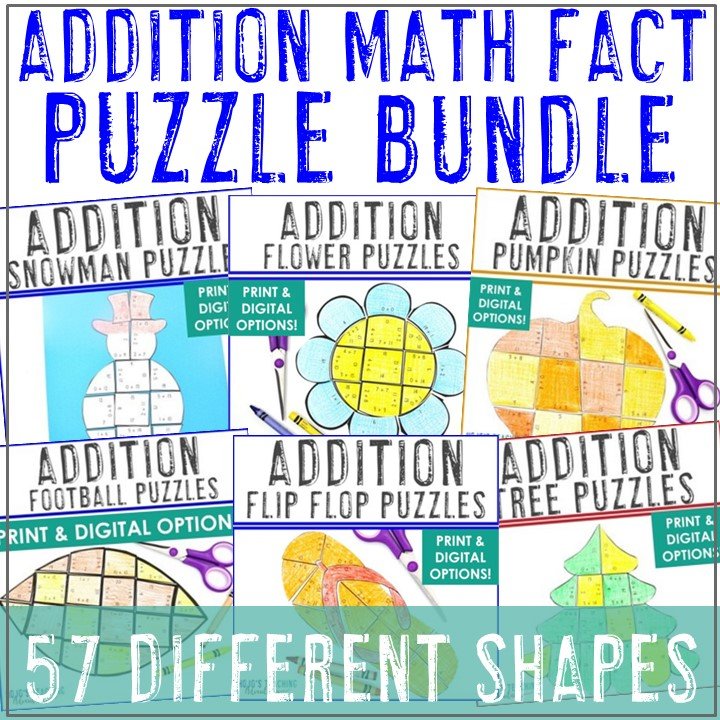 Addition Math Fact Puzzle Bundle