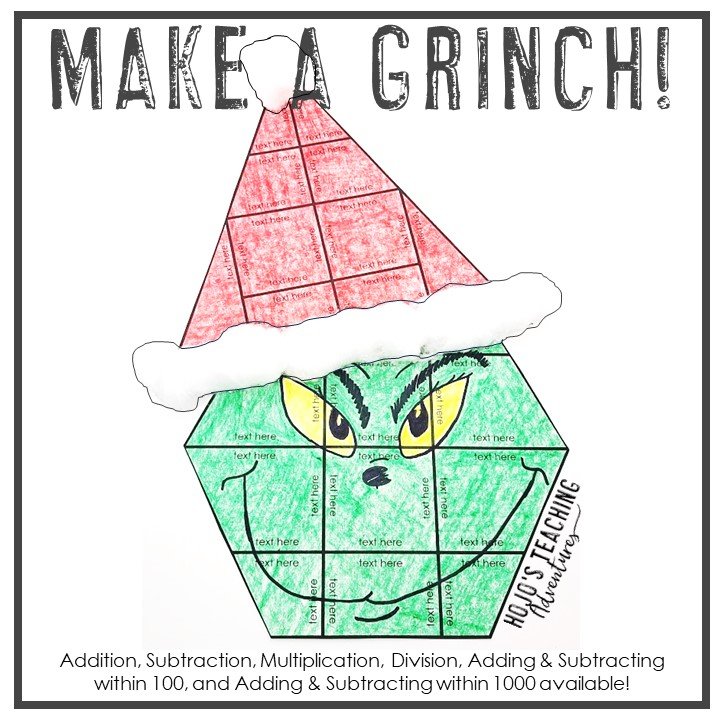 Grinch puzzles are sure to be a hit with your elementary students this December! Choose from addition within 20, subtraction 0-20, multiplication 0-10, division 1-10, plus adding and subtracting within 100 and 1000. Great for Grinch Day crafts, centers, review, worksheet alternatives, practice, door, FUN, bulletin board decor, and more. Use these with 1st, 2nd, 3rd, or 4th grade in the classroom or homeschool. Christmas will be GREEN & fun! (Year 1, 2, 3, 4, first, second, third, fourth graders)