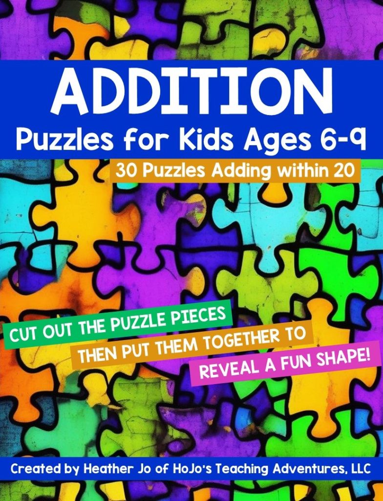 Have a student needing to master addition facts? This puzzle book is the ultimate solution for parents, teachers, OR families! It's a fun, educational approach to reinforced basic addition math facts. No more mundane skill worksheets or drill and kill flashcards. Rather you get to take your 6, 7, 8, or 9 year old on a critical thinking adventure! Get your Addition Puzzle Workbook here! Great for 1st, 2nd, 3rd, or 4th grade kids. Add, adding, teaching kids