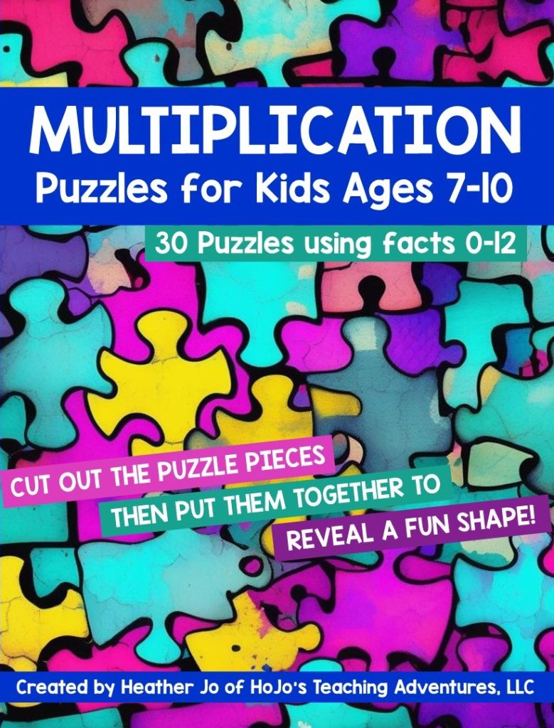 Have a student needing to master multiplication facts? This puzzle book is the ultimate solution for parents, teachers, OR families! It's a fun, educational approach to reinforced basic multiplying math facts. No more mundane skill worksheets or drill and kill flashcards. Rather you get to take your 7, 8, 9, or 10 year old on a critical thinking adventure! Get your Multiplication Puzzle Workbook here! Great for 2nd, 3rd, 4th, or 5th grade kids. multiply, teaching kids