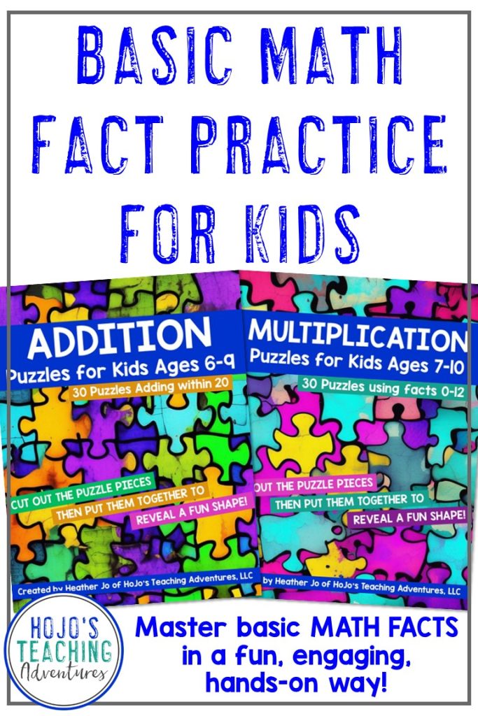 Practice basic math fact memorization skills with these great workbooks. Addition and multiplication need to be mastered to help with higher level math concepts and free up critical thinking. These puzzles are hands-on, engaging, and FUN. Great for the home OR classroom. Work on them in groups or independently. Great for all elementary ages - 1st, 2nd, 3rd, 4th, or 5th grade. (first, second, third, fourth, fifth graders, Year 1, 2, 3, 4, 5, homeschooling, independent work, centers, stations) 